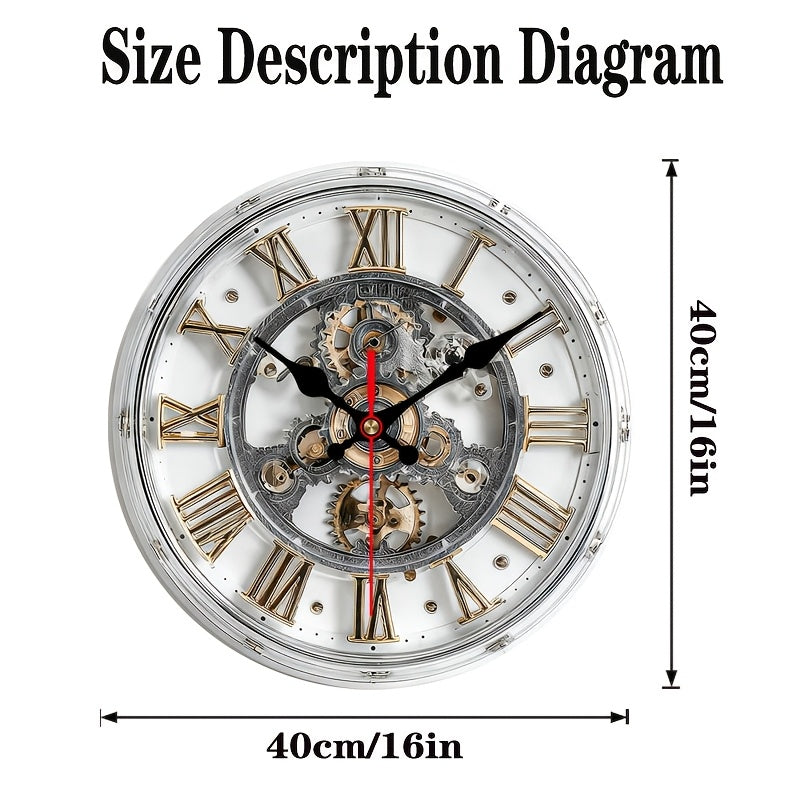 Gearwood Clock Vintage -mekaaninen seinäkello, 2D-hammaspyöräkuvio | Atiets