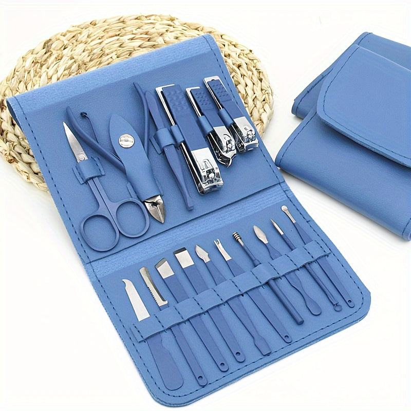 Conjunto de Manicure e Pedicure Trimforge em Aço Inoxidável com 16 Peças