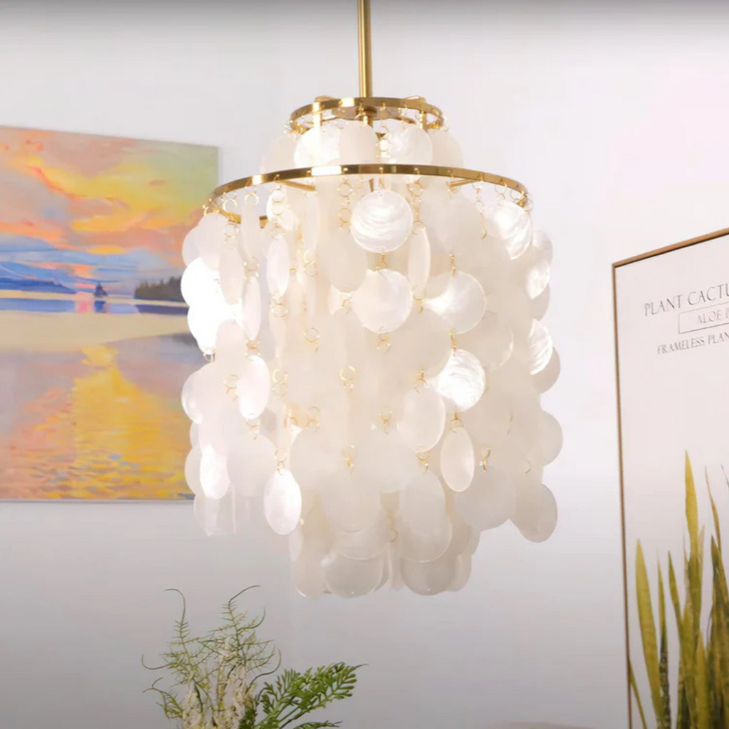 Lumi Muschel-Pendelleuchte für Esszimmer mit vintage Glanz