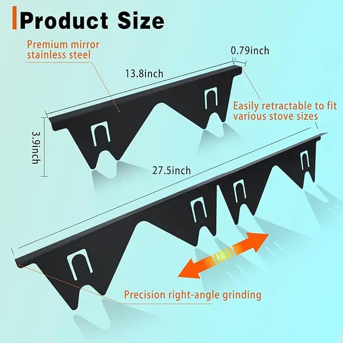 Telescoping Stainless Steel Gap Cover for Countertop and Stove Seams