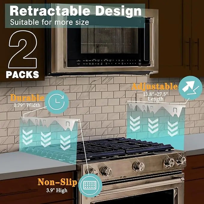 Telescoping Stainless Steel Gap Cover for Countertop and Stove Seams
