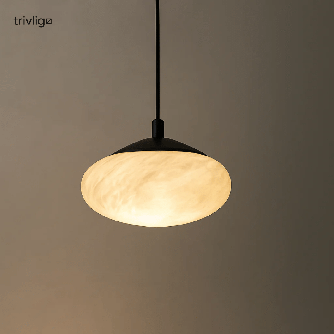 AuraLume mini sopp-pendelampe i alabasterfinish