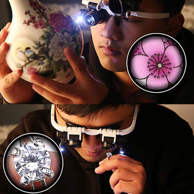 Dual-Lens LED Magnifier Kit With 8x, 15x, Plus 23x Magnification, 180-Degree Rotating Lens
