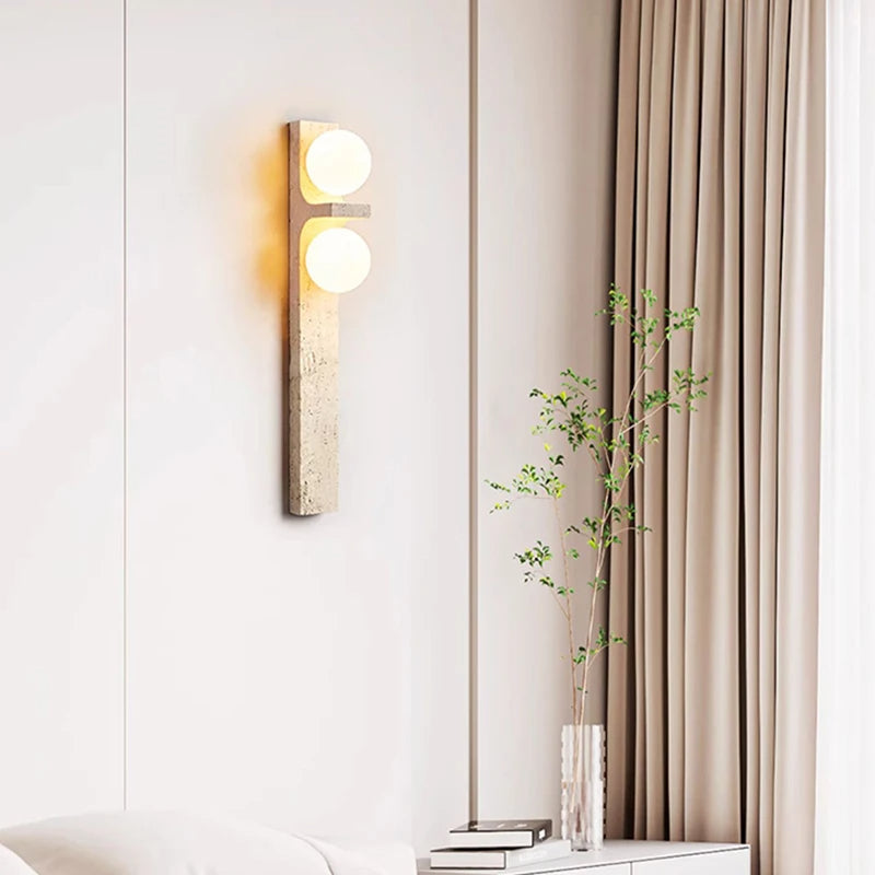 Stone Deco Væglampe Med Frostet Glas Skærm Fra Astra