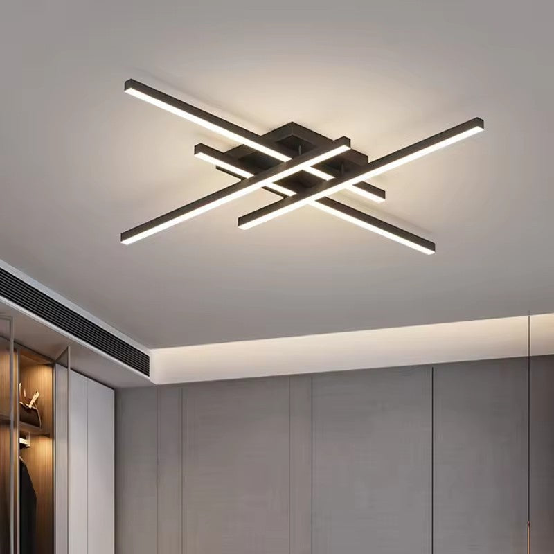 Lampada a quattro luci con moduli LED per soffitto, luminosità dimmerabile, finitura bianca e nera