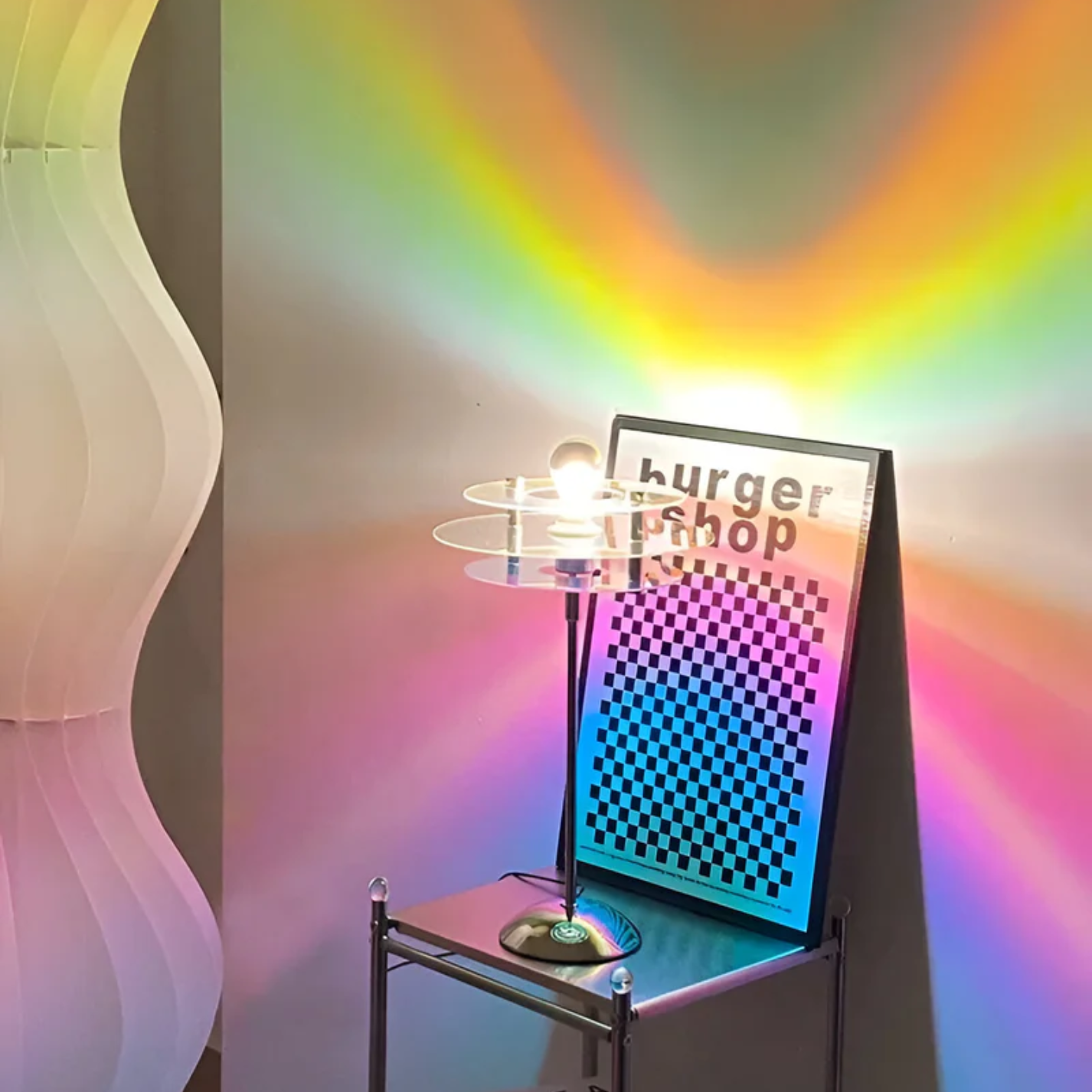 Orion Retro disková LED stolní lampa na stůl, komodu a noční stolek