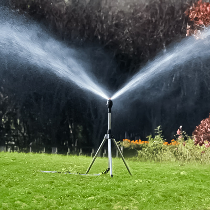 Aspersor de agua giratorio con trípode para cobertura de jardín y patio, fácil de colocar