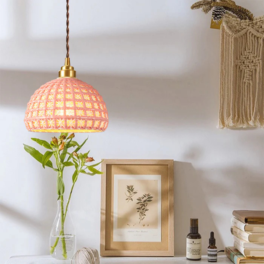 Nexis Ceramic Pendant Light With Copper Accents For Dining And Living Rooms
