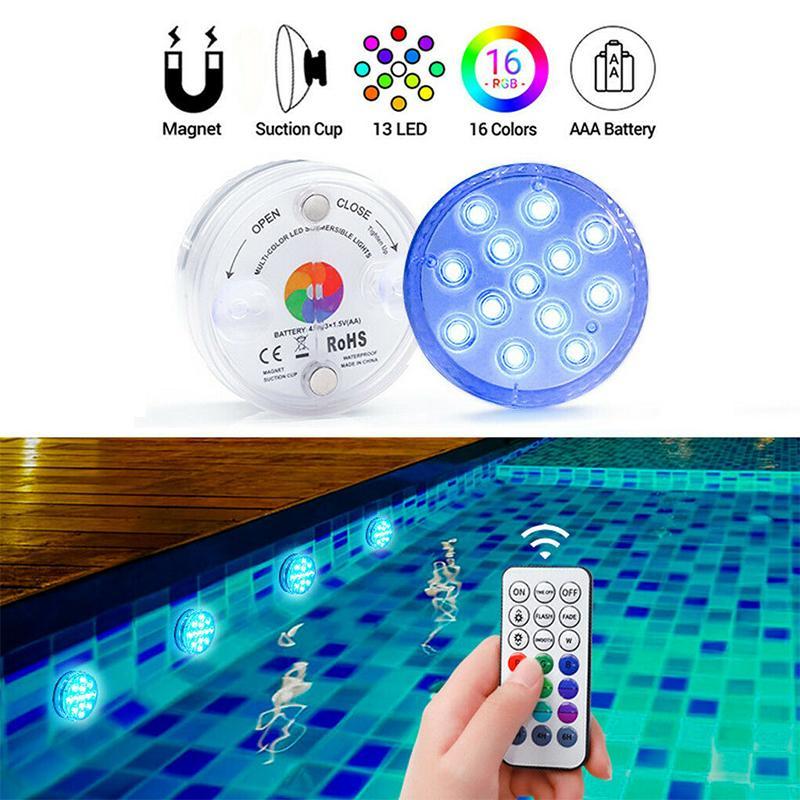 Remote-Controlled LED Light For Pools With Waterproof Magnetic Suction For Outdoor Use