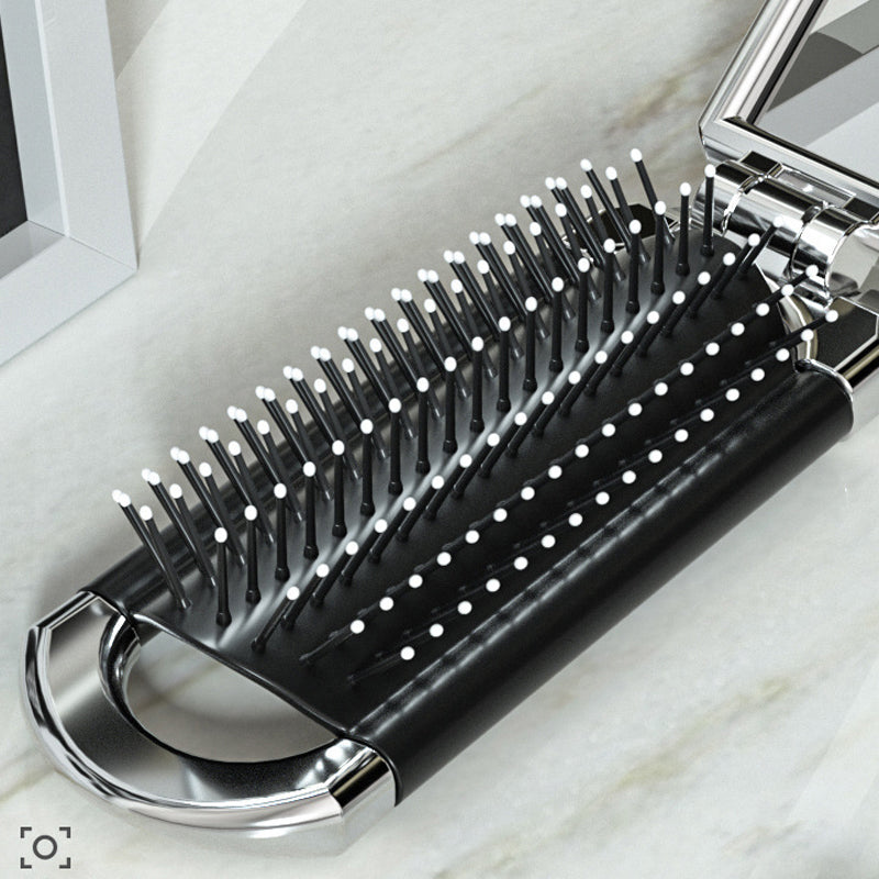 Spazzola per Capelli da Viaggio MirrorFlex con Specchio Pieghevole, Compatta per Styling in Movimento