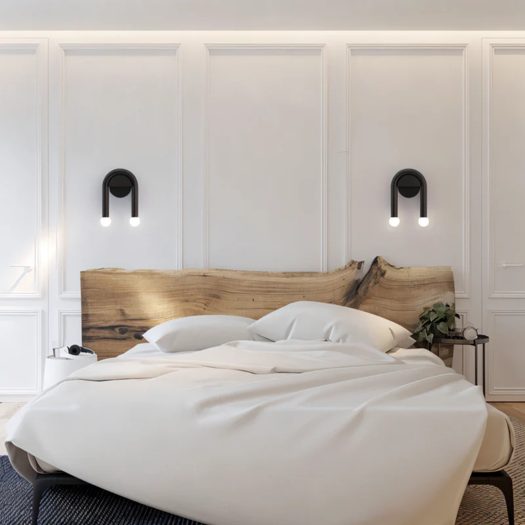 Lámpara de Pared LED Aurora Arch en Hierro Negro para Brillo Ambiental en Salas
