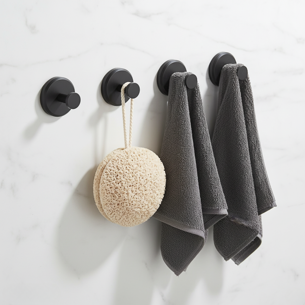 ClingPro Four-Piece Reusable Hooks With Suction On Smooth Surfaces