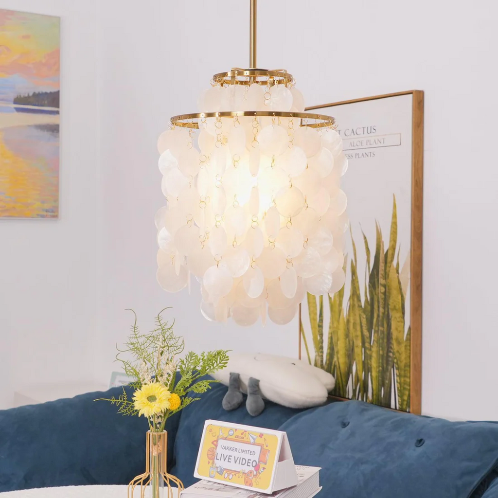 Lumi Muschel-Pendelleuchte für Esszimmer mit vintage Glanz
