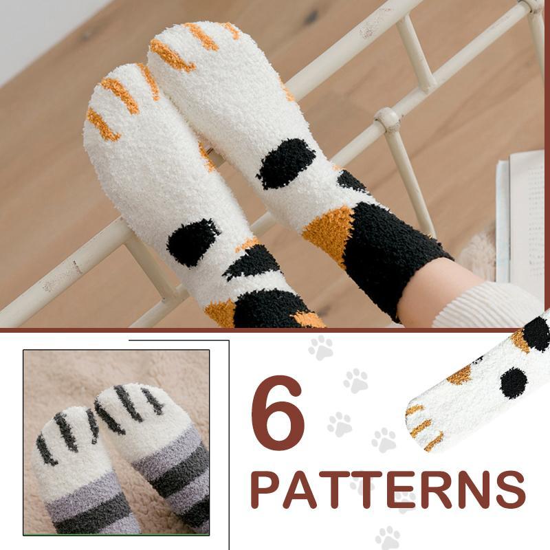 Fluffy Cat Paw Socks With Soft Claw Print Cozy Winter Comfort