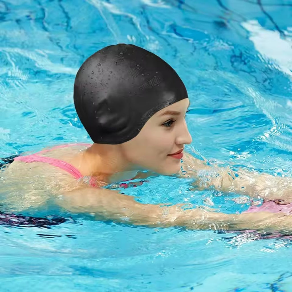 AureaSilk Long Hair Cap Made From Silicone With Built-In Ear Pockets
