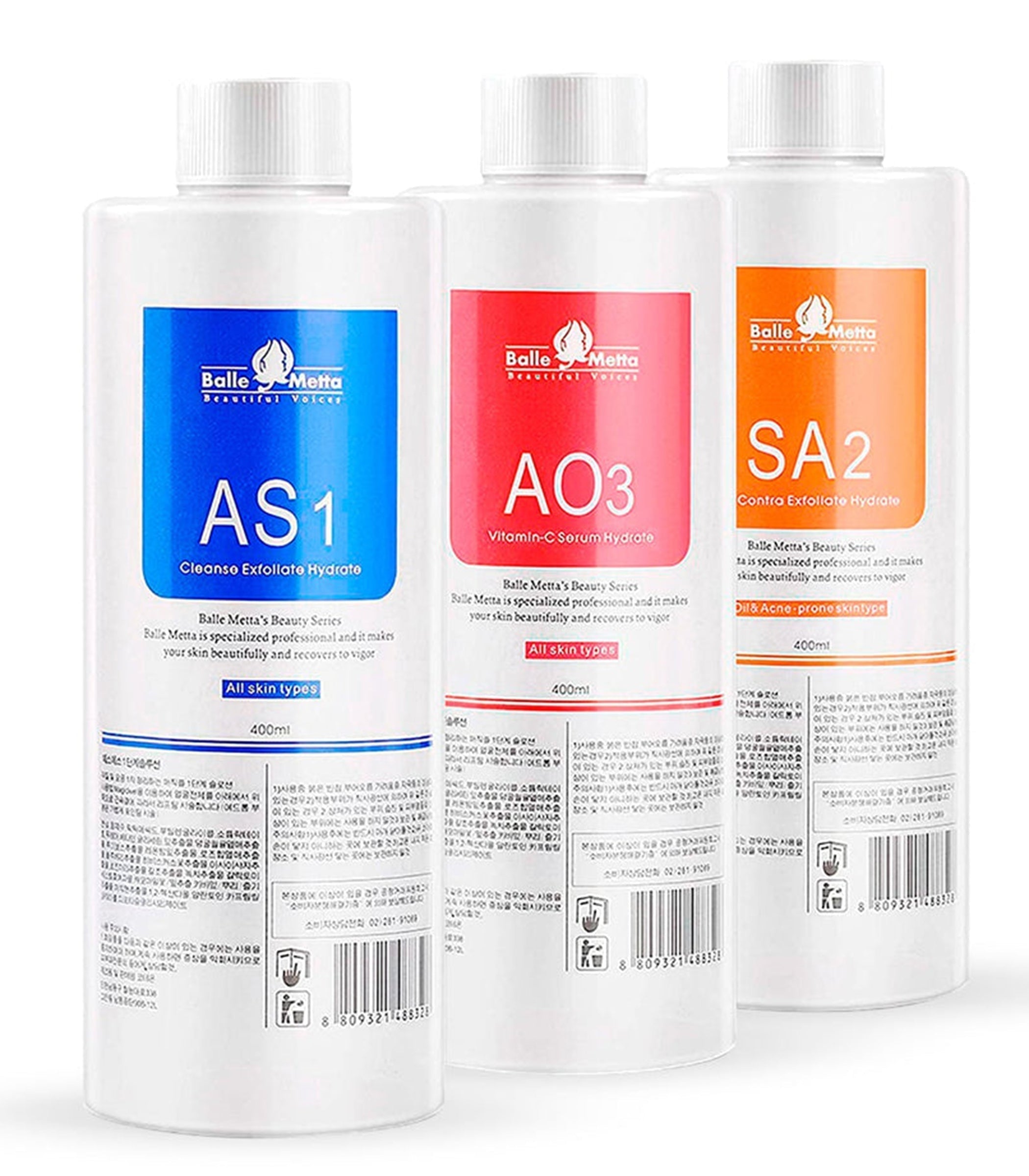 Sada HydroGlow AS1 SA2 AO3 Peel sérum 400 ml každé pro obličejové systémy