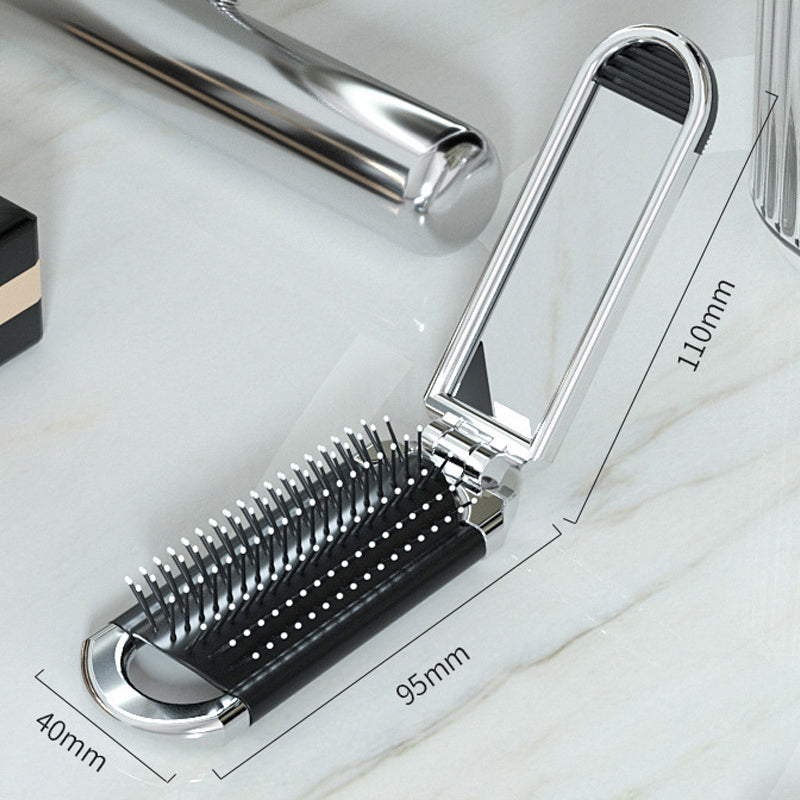Spazzola per Capelli da Viaggio MirrorFlex con Specchio Pieghevole, Compatta per Styling in Movimento