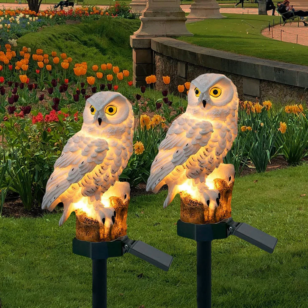 Lumos Owl solcelledrevet havelampe til stemning og stioplysning