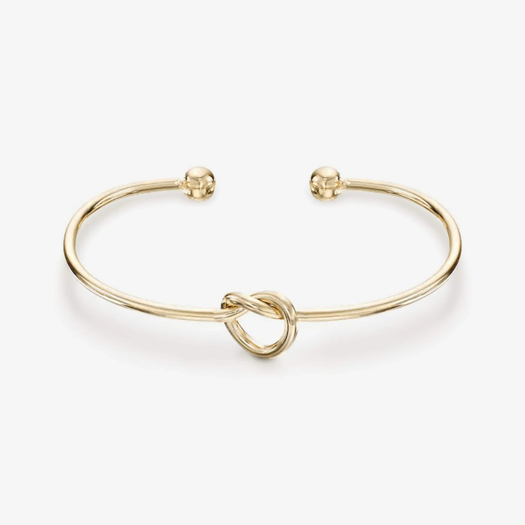 Adjustable Bangle With Love Knot Accent For Everyday Wear Plus Layering