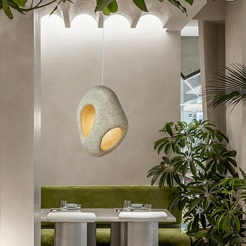 Lampada a Sospensione da Soffitto LED Artigianale Nova Wabi Sabi per Sala da Pranzo