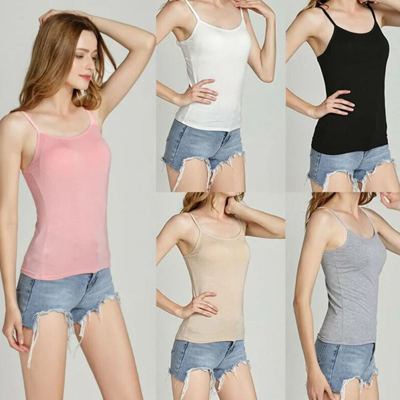 Canottiera da donna con reggiseno a balconcino integrato, stile canotta