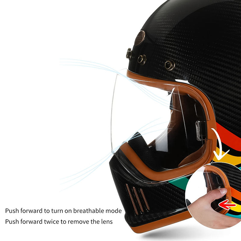 NovaGuard Carbon Fiber Full Face Motorcycle Helmet DOT ECE Certified
