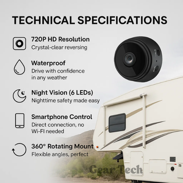 Night Vision Wireless Rear View Camera For RVs And Trucks And Trailers