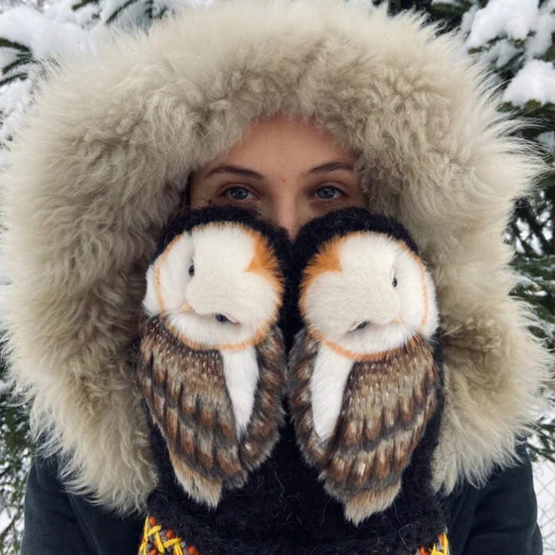 Nordic Owls Motif Wool Mittens For Winter Warmth And Everyday Wear