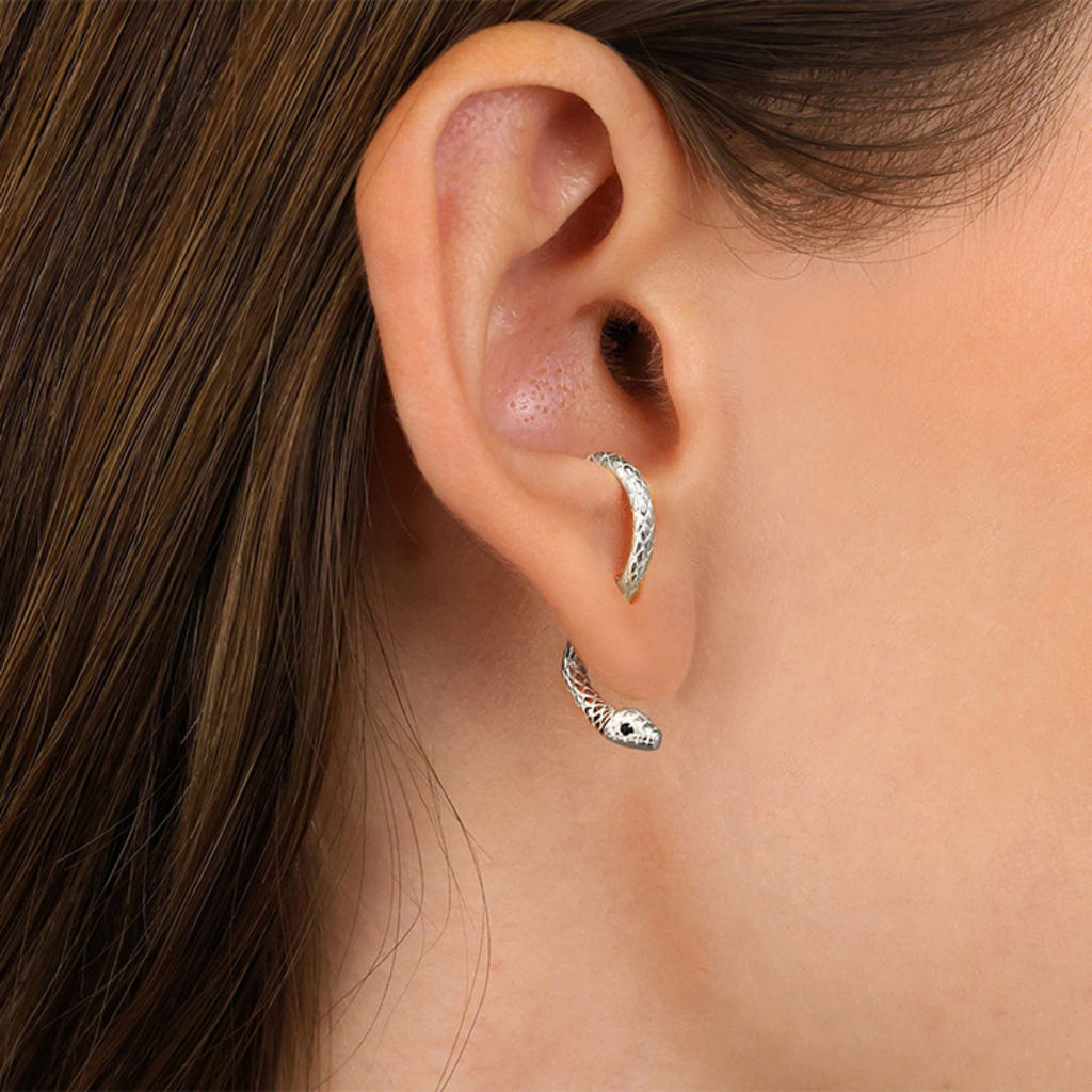 Aura Snake Ear Wrap Earrings Adjustable For Any Ear In Gold-Plated Or Sterling Silver