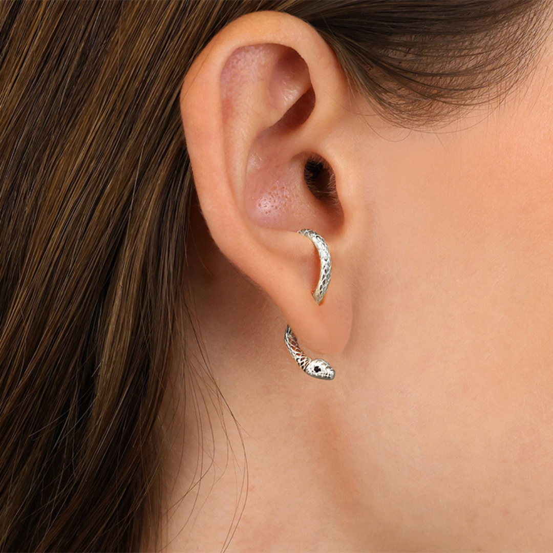 Aura Snake Ear Wrap Earrings Adjustable For Any Ear In Gold-Plated Or Sterling Silver