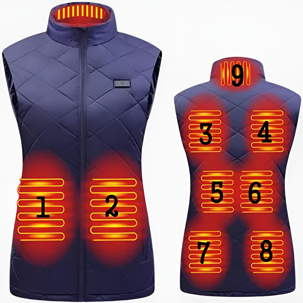 Heated vest for women with dual control and 9 heating zones – comfort and warmth for every season