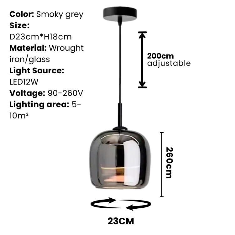 Nordic Pendant Light in Black Glass for Kitchen Island and Dining Room