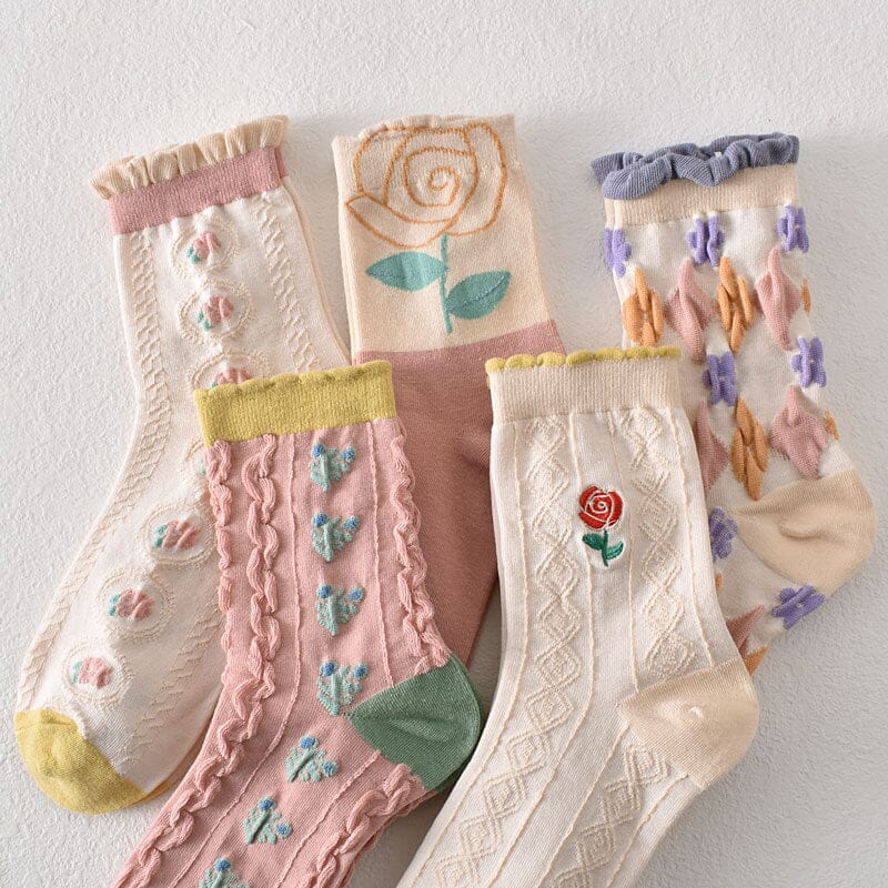 Women's Cotton Socks With Floral Pattern 10 Pack For Everyday Wear