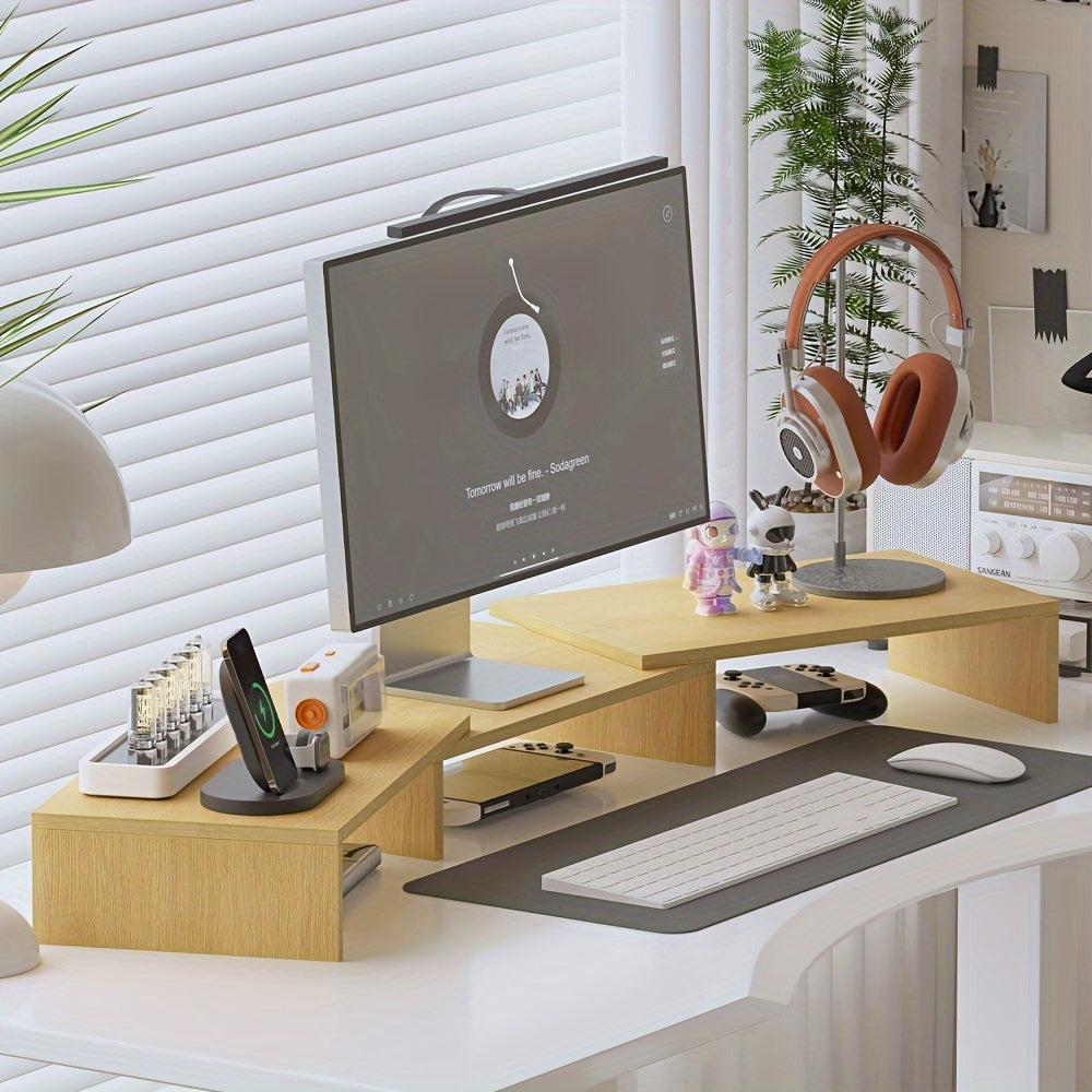 Dualdesk verstelbare dubbele monitorbeugel voor laptop en accessoire-organizer