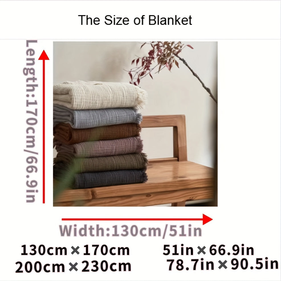 Přikrývka Olivebreeze z 4 vrstev bavlněné gázy s elegantními třásněmi pro každodenní pohodlí