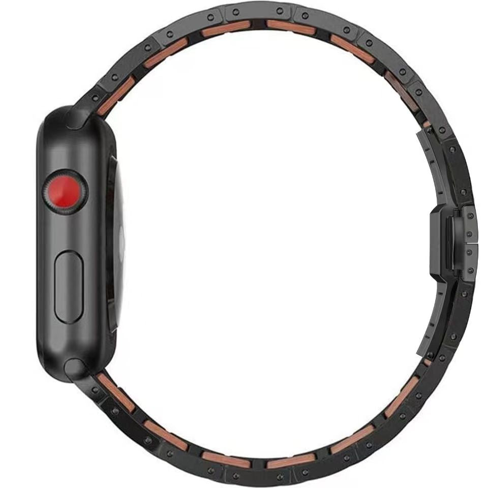 Rotes Sandelholz- und Edelstahlarmband für Apple Watch