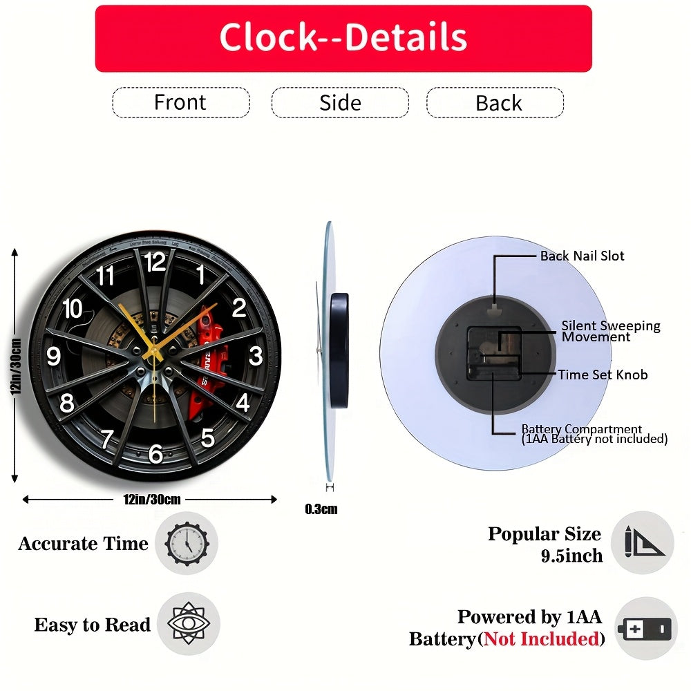 Autodial 2D Wall Clock With Car-Themed Design For Enthusiasts