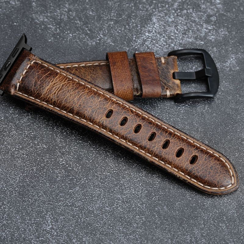 EverLoom El Yapımı Vintage Mumlu Deri Kayış | Apple Watch