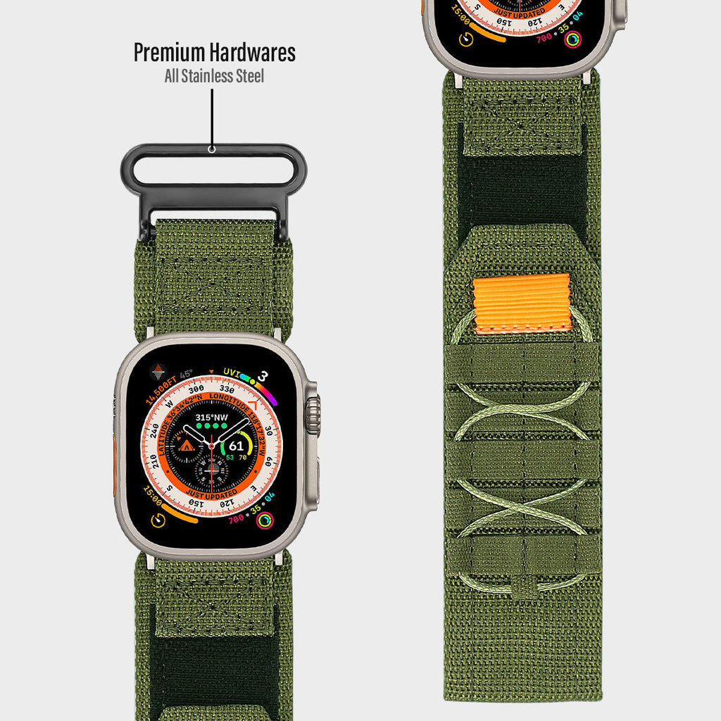 SummitGuard Nylon Canvas Loop Hook And Loop Strap For Apple Watch