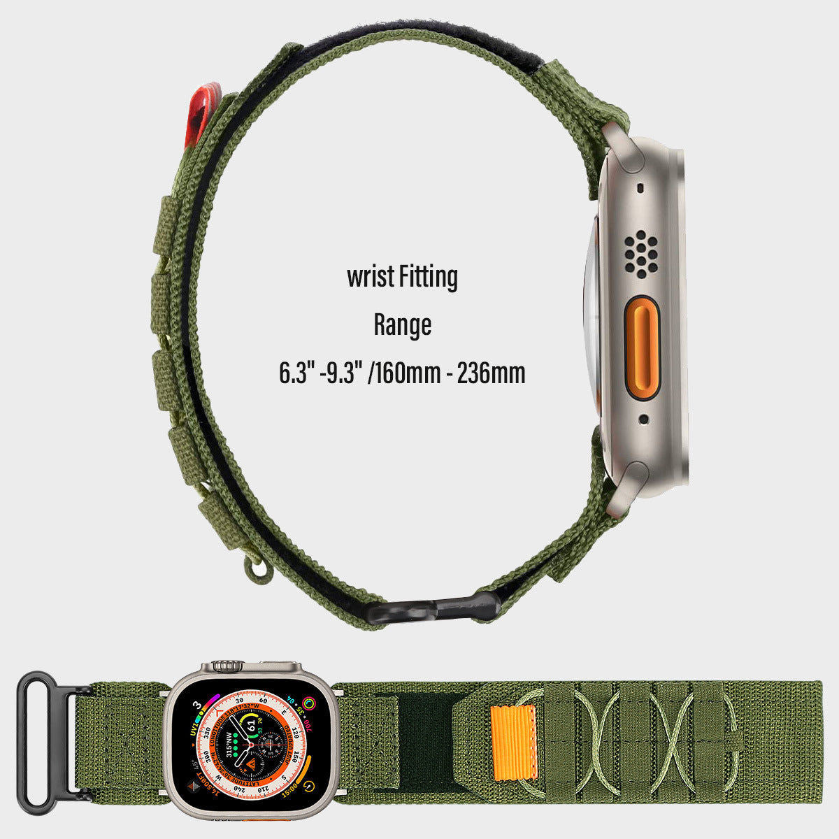 SummitGuard Nylon Canvas Loop Hook And Loop Strap For Apple Watch