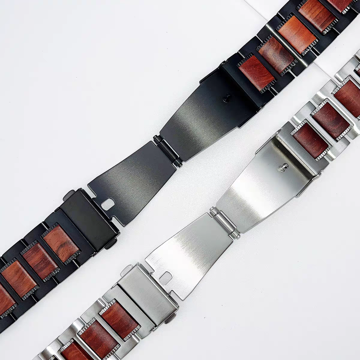 Rotes Sandelholz- und Edelstahlarmband für Apple Watch