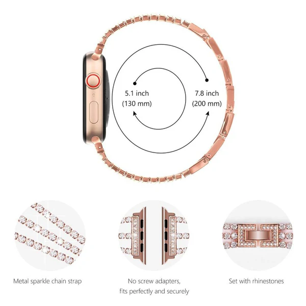 LumaLink diamantarmbånd for smartklokke i rustfritt stål