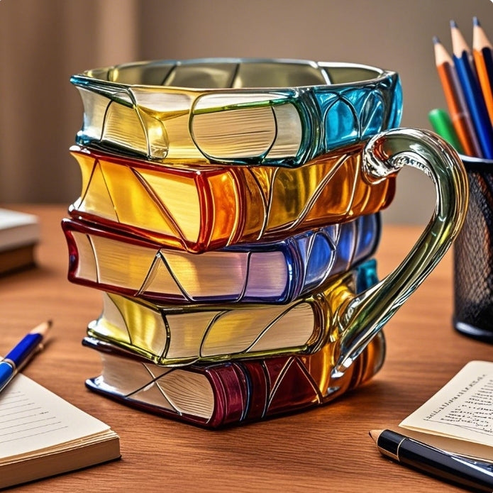 Hand-Painted 3D Book-Inspired Coffee Mug For Readers