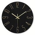 Luminair Runde Wanduhr, randloses minimalistisches Design in Schwarz und Gold