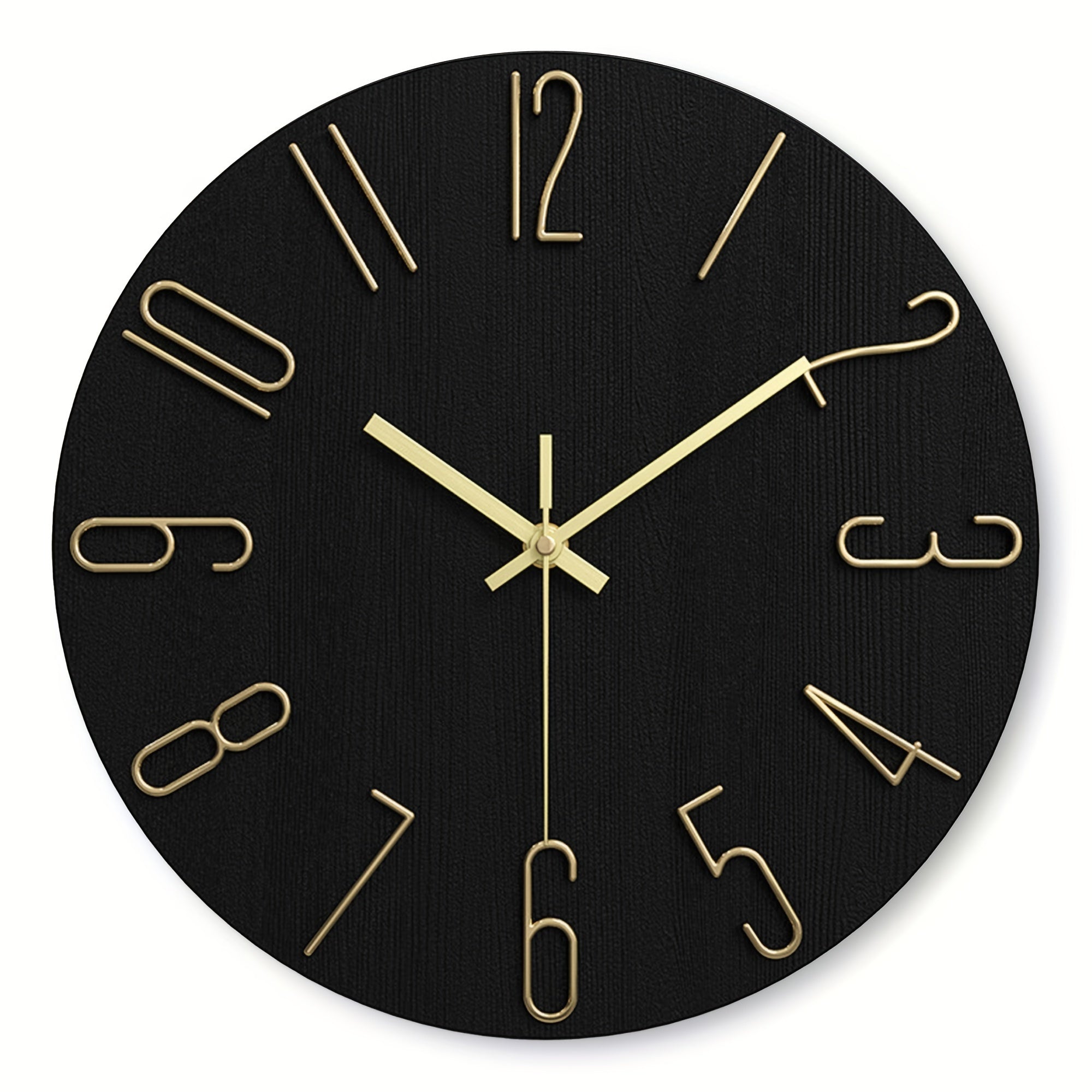 Luminair Runde Wanduhr, randloses minimalistisches Design in Schwarz und Gold