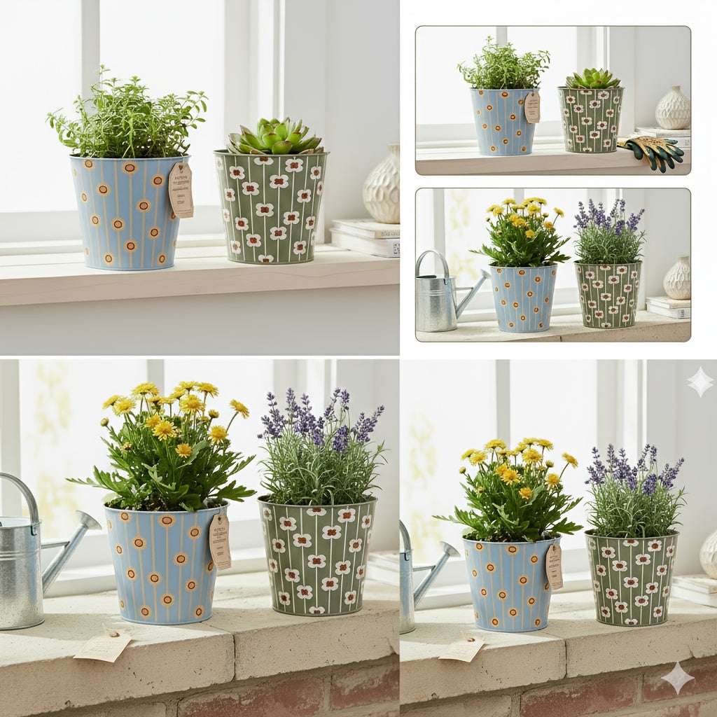 Sada dekorativních kovových květináčů Floralpot pro stylovou vnitřní prezentaci