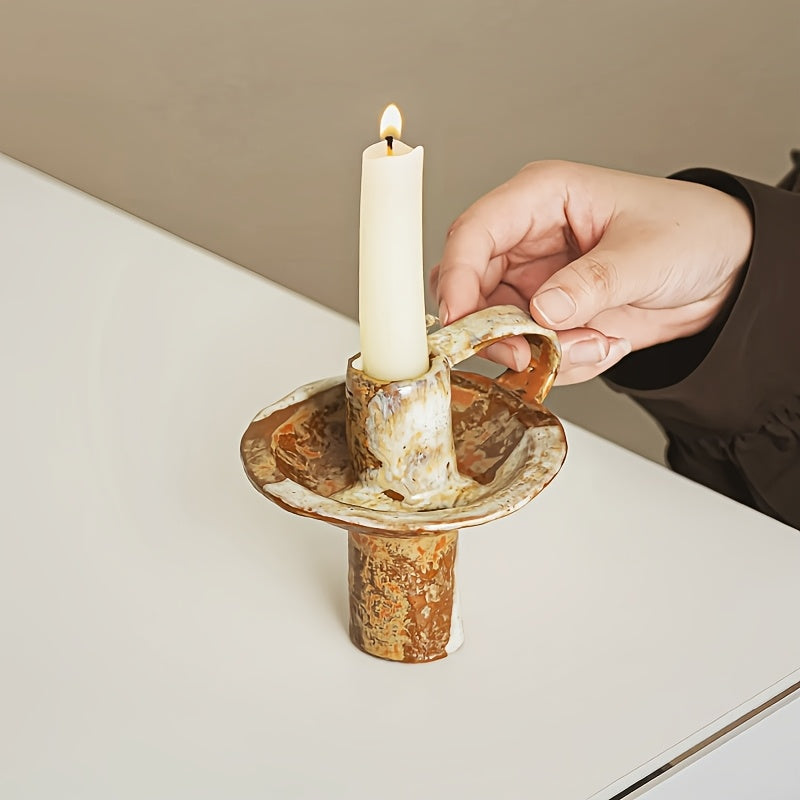Ceramika Retro Ceramic Candlestick Home Decor Accent