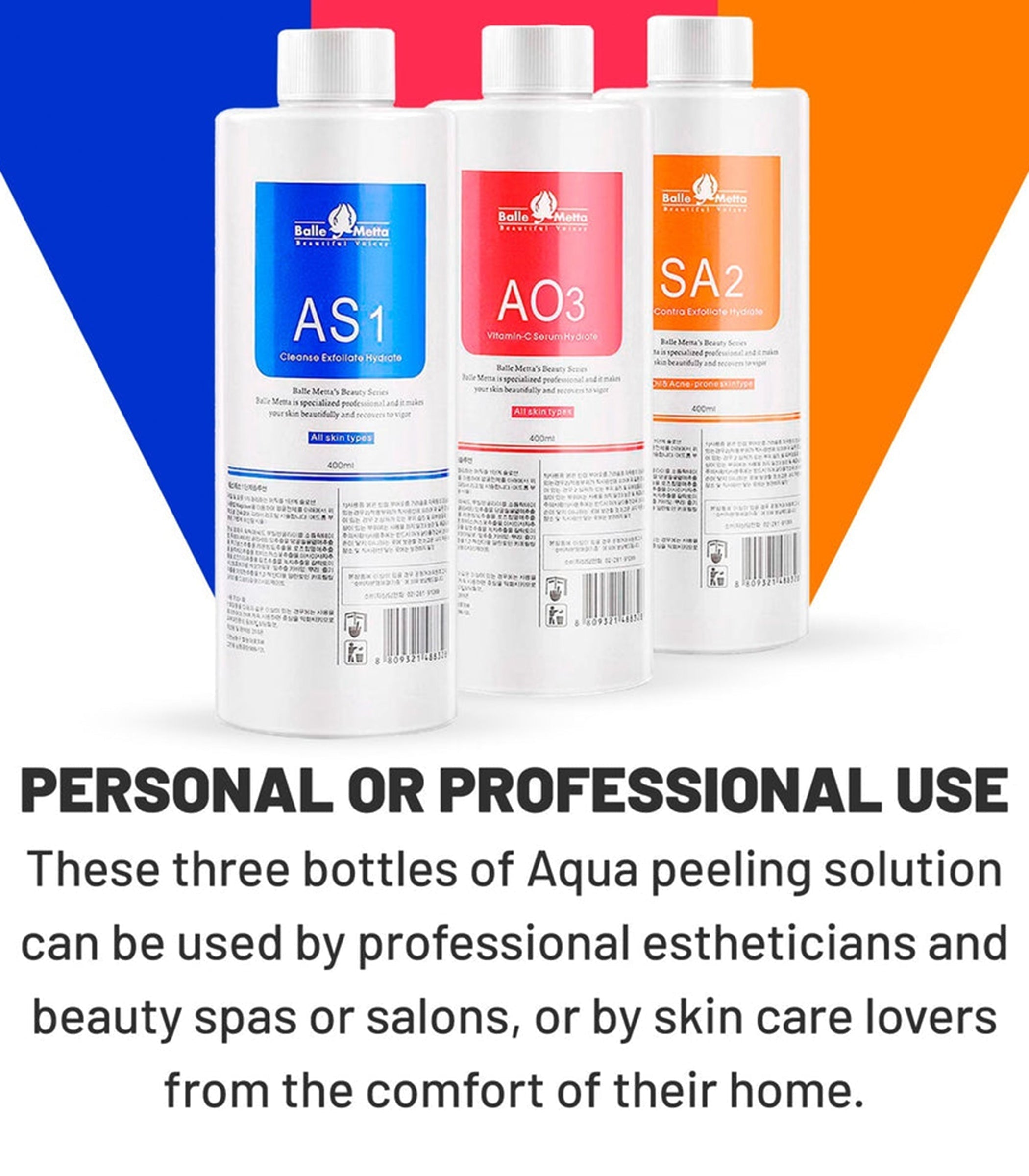 Sada HydroGlow AS1 SA2 AO3 Peel sérum 400 ml každé pro obličejové systémy