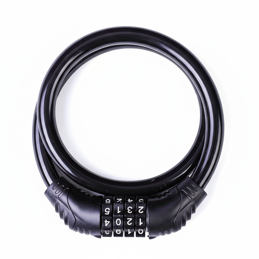 Zamek rowerowy BikeGuard ze stalowym kablem i 4-cyfrowym kodem do rowerów elektrycznych i szosowych