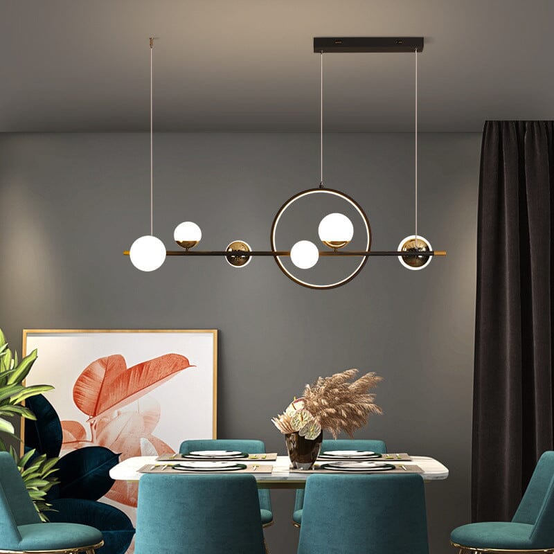 AuroraLine Lineaire Kroonluchter Met IJzeren Handgeblazen Glazen Driekleur Dimmer